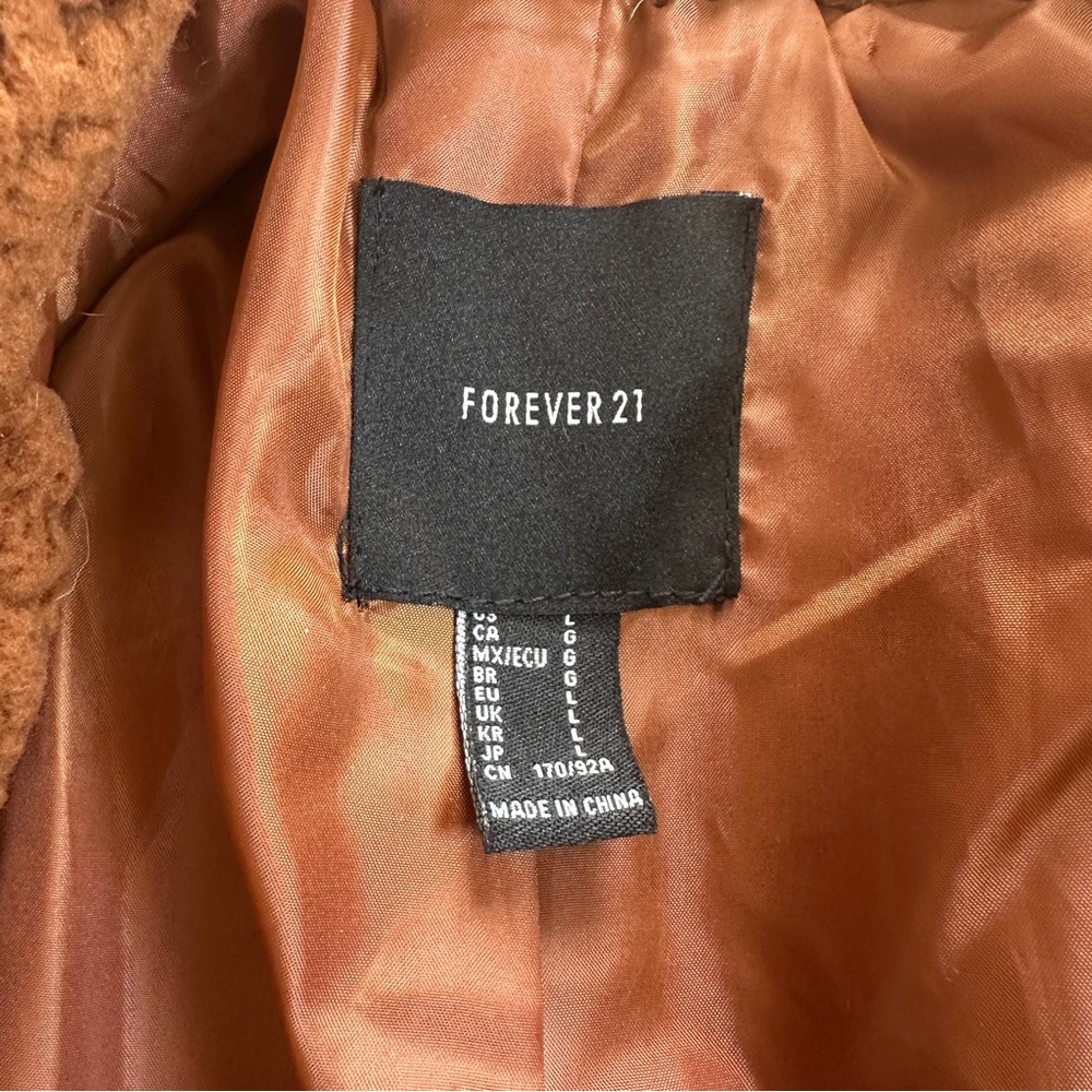 Forever 21 Brown Sherpa Pea Coat - Picture 3 of 4